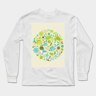 Save The Ocean Keep The Sea Plastic Free Turtle Scene Long Sleeve T-Shirt